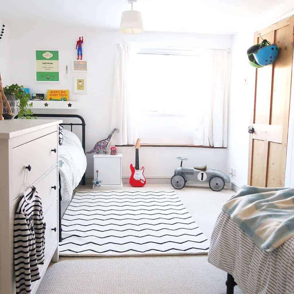 Our twin bedroom for boys monochrome kids bedroom decor
